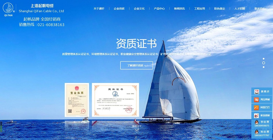海南起帆电缆－网站建设制作(图2)